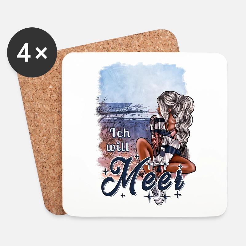 Meer Mädchen am Strand - Untersetzer (4er-Set) - Weiß