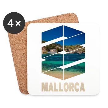 Majorque Été Soleil Plage Mer Palmiers Fête - Dessous de verre (lot de 4) - blanc - Devant
