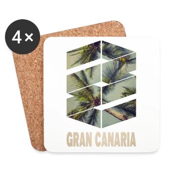 Gran Canaria Palmen Sommer Sonne Strand Meer - Untersetzer (4er-Set) - Weiß - Vorne