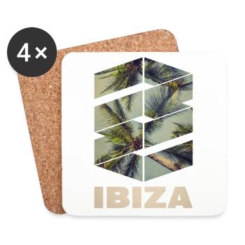 Ibiza Sommer Sonne Strand Meer Palmen Party - Untersetzer (4er-Set) - Weiß - Vorne
