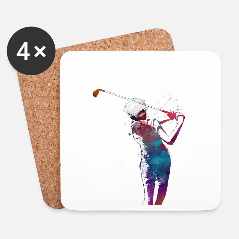 Sport-Golfer - Untersetzer (4er-Set) - Weiß