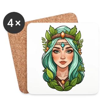 Druidin Druide Fantasy Illustration - Untersetzer (4er-Set) - Weiß - Vorne