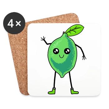 lemon, lime, lime, vitamins, funny, sour - Coasters (set of 4) - white - Front
