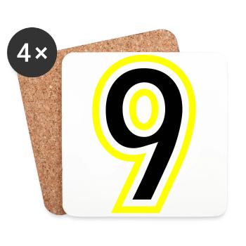 9 Zahl College - Untersetzer (4er-Set) - Weiß - Vorne