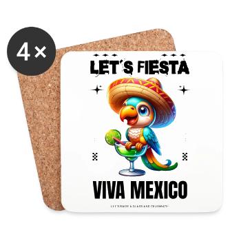Let's Fiesta Viva Mexico Parrot - Coasters (set of 4) - white - Front