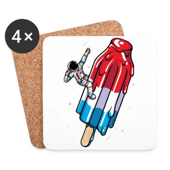 Astronaut Popsicle Ice Cream - Summer American - Coasters (set of 4) - white - Front