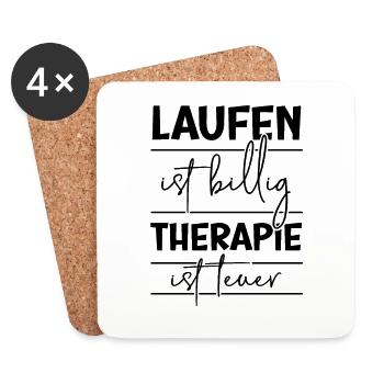 Laufen ist billig, Therapie ist teuer! - Untersetzer (4er-Set) - Weiß - Vorne