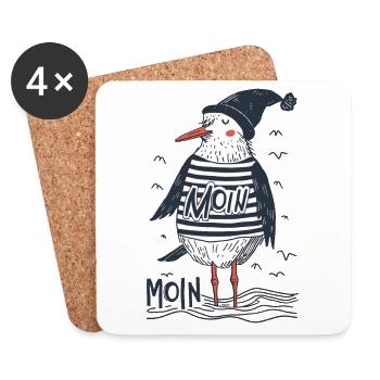Moin Möwe Matrose Kapitän Seemann Nordsee Ostsee - Untersetzer (4er-Set) - Weiß - Vorne