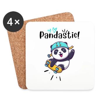 Pandastic Panda on Skateboard. - Coasters (set of 4) - white - Front