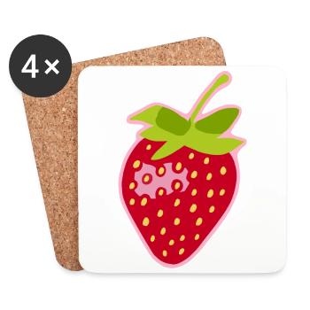 Fraise - Dessous de verre (lot de 4) - blanc - Devant