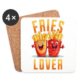 french fries love frieze lover frits face - Coasters (set of 4) - white - Front