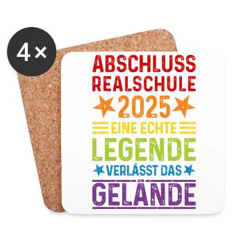 Realschule Abschluss 2025 Legende verlässt Gelände - Untersetzer (4er-Set) - Weiß - Vorne