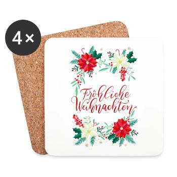 Fröhliche Weihnachten - Untersetzer (4er-Set) - Weiß - Vorne