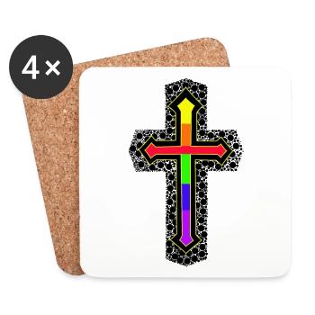 Kreuz Kreuze Kruzifix LGBT Regenbogen - Untersetzer (4er-Set) - Weiß - Vorne