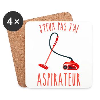 J peux pas j ai aspirateur - Dessous de verre (lot de 4) - blanc - Devant