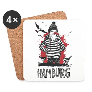 Hamburg Moin Möwe Matrose Kapitän Seemann Hafen - Untersetzer (4er-Set) - Weiß - Vorne