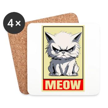 Cat Meow Grumpy Grumpy Grumpy Funny - Coasters (set of 4) - white - Front