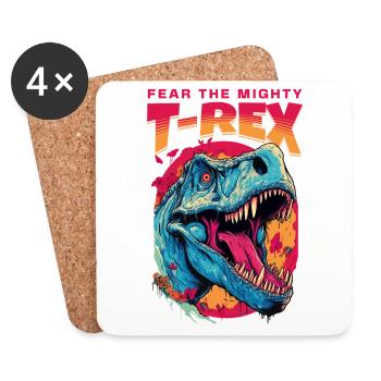 T-Rex Dinosaure Dino Tyrannosaurus Rex Vintage - Dessous de verre (lot de 4) - blanc - Devant