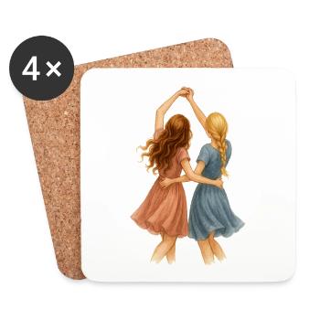 Best friends dancing blonde and redhead - Coasters (set of 4) - white - Front