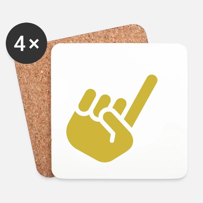 Zeigefinger gelb - Untersetzer (4er-Set) - Weiß