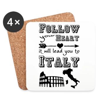 Heart leads you to Italy - Coasters (set of 4) - white - Front