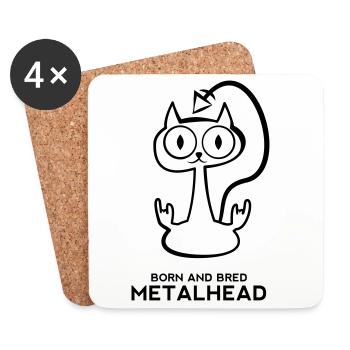 Heay metal cat - Untersetzer (4er-Set) - Weiß - Vorne