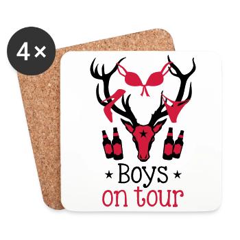 60 Macho Hirsch Geweih Boys on Tour Deer Männer - Untersetzer (4er-Set) - Weiß - Vorne