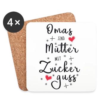 Omas sind Mütter mit Zuckerguss - Oma Geschenk - Untersetzer (4er-Set) - Weiß - Vorne