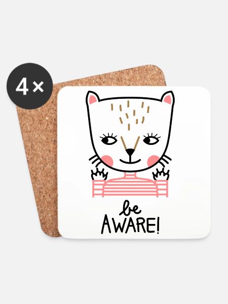 be aware - Untersetzer (4er-Set) - Weiß
