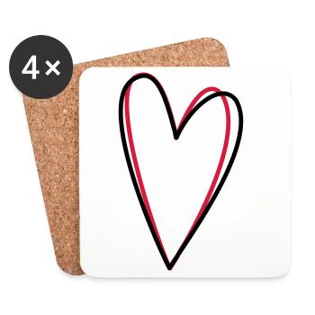 Idée de cadeau coeur amour amitié symbole - Dessous de verre (lot de 4) - blanc - Devant