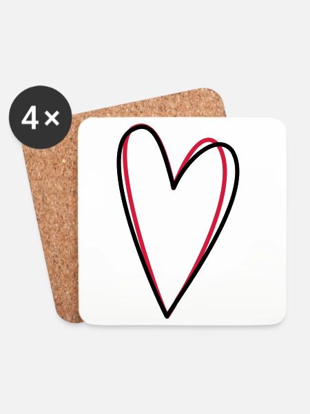 Herz Liebe Freundschaft Symbol Geschenkidee - Untersetzer (4er-Set) - Weiß