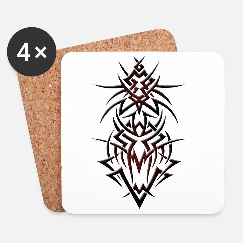 Fantasy Drache Tattoo Tribal Dragon - Untersetzer (4er-Set) - Weiß