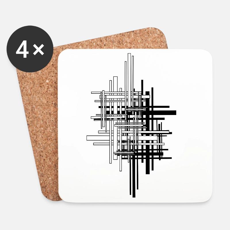 Linien - Untersetzer (4er-Set) - Weiß