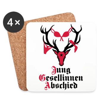166 Hirsch Junggesellinnenabschied JGA Frauen - Untersetzer (4er-Set) - Weiß - Vorne