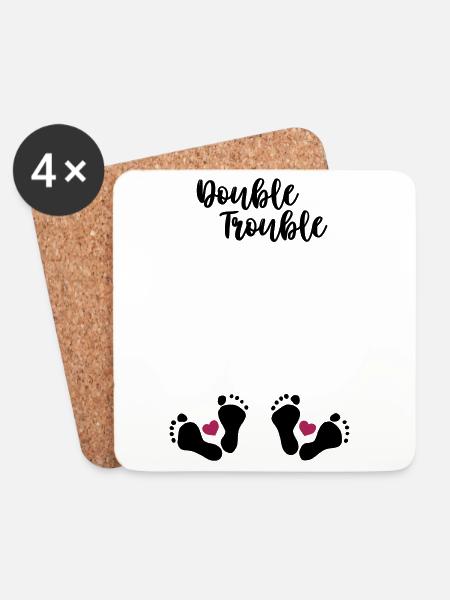 Double Trouble - Schwanger mit Zwillingen - Untersetzer (4er-Set) - Weiß