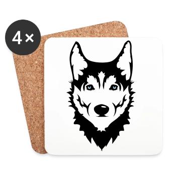 Ein Kopf eines Husky Hundes - Untersetzer (4er-Set) - Weiß - Vorne