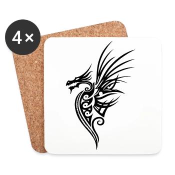 Drache mit großen Flügeln - Untersetzer (4er-Set) - Weiß - Vorne