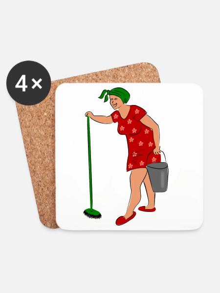 putzfrau arbeit hausfrau - Untersetzer (4er-Set) - Weiß