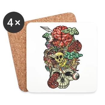 Brain Doodle - Coasters (set of 4) - white - Front