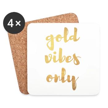 Gold Vibes Only Yoga Décoration cool Citations - Dessous de verre (lot de 4) - blanc - Devant