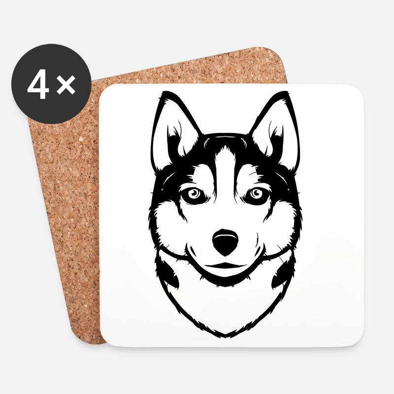 Siberian Husky - Untersetzer (4er-Set) - Weiß
