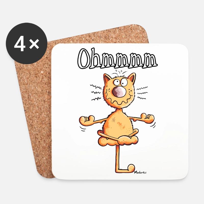 Ohmmmm Katze - Untersetzer (4er-Set) - Weiß