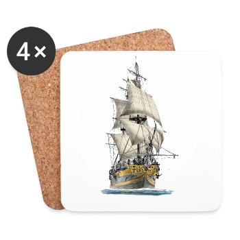 sailing ship - Coasters (set of 4) - white - Front