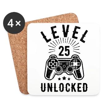 25. Geburtstag Geburtstagsgeschenk Gamer 25 Jahre - Untersetzer (4er-Set) - Weiß - Vorne