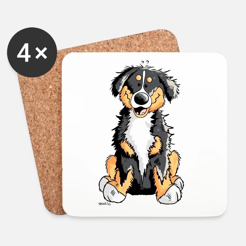 Goldiger Berner Sennenhund - Untersetzer (4er-Set) - Weiß