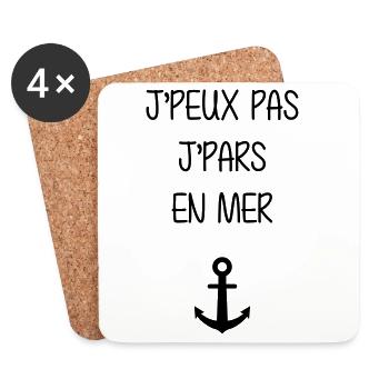 Marin / Marine / Bâteau / Ancre / Mer - Dessous de verre (lot de 4) - blanc - Devant