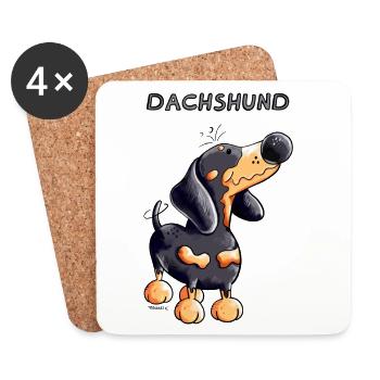 Knuffiger Dackel - Untersetzer (4er-Set) - Weiß - Vorne