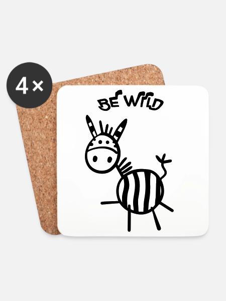 Be Wild Zebra - Untersetzer (4er-Set) - Weiß
