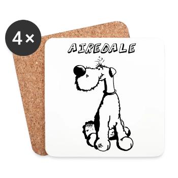 Happy Airedale Terrier - Dessous de verre (lot de 4) - blanc - Devant
