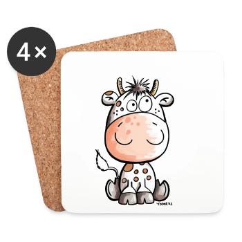 Mooo Cow - Calf - Baby - Gift - Animals - Coasters (set of 4) - white - Front